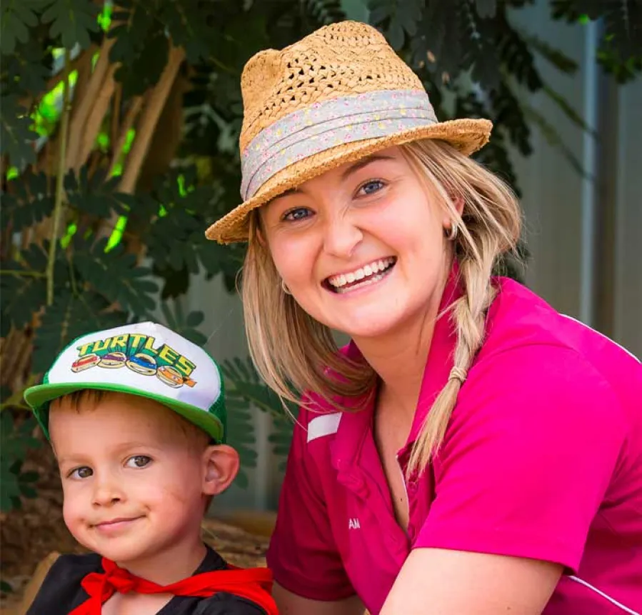 Young woman with boy