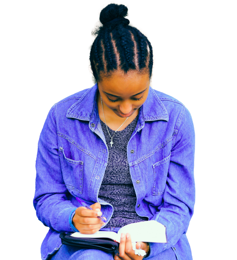 A student writing their job application for early childhood education.