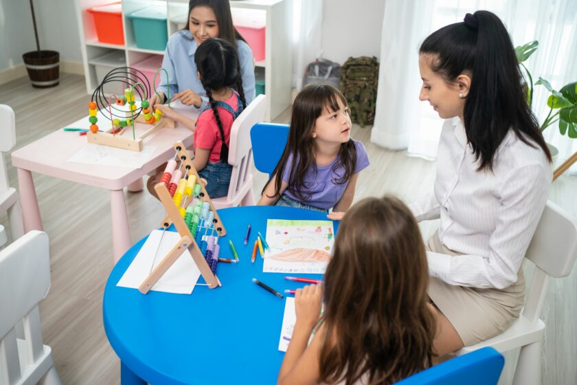 educator with children